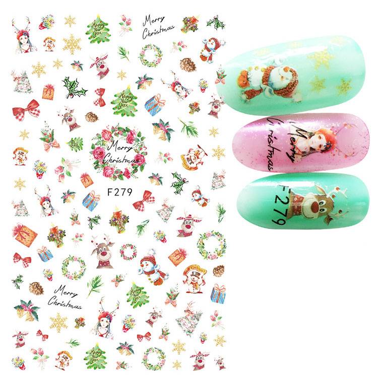 Winter Snow Santa Series Christmas Nail Art 3d Nail Sticker For Women Nail Diy