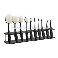 Black 10 Grids Acrylic Toothbrush Oval Makeup Brushes Display Holder Stand Clear Makeup Organizer Brush Showing Rack