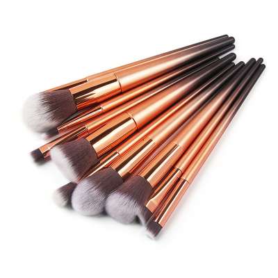 Your Own Brand 10Pcs Plating Mirror Gold Silver Handle Bling Beauty Powder Makeup Brush Set