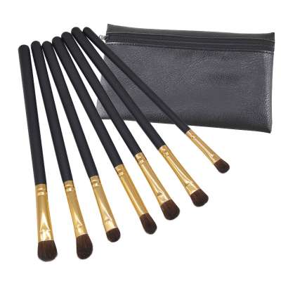 Private Label 7Pcs Gold Oval Horse Hair Makeup Eye Shadow Smudge Brush Set With Bag